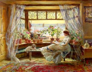Lewis, Charles James (1830-1892) reading-by-the-window-hastings-charles-james-lewis_thumb